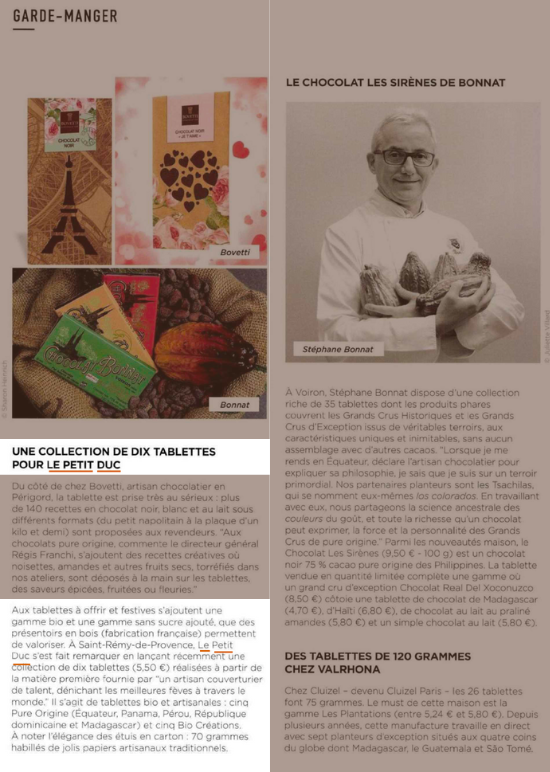 Parution Le monde de l'épicerie - Les Tablettes de Chocolat du Petit Duc