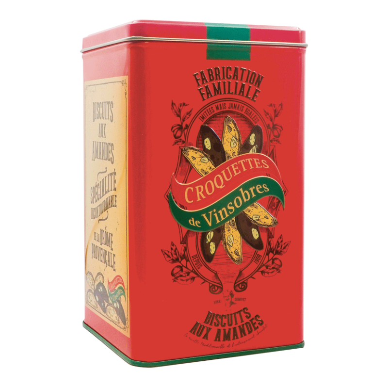 Boîte collector Croquettes de Vinsobres rouge - biscuits originaux et gourmands