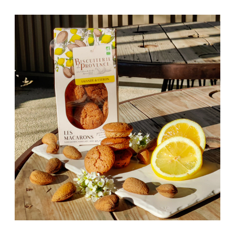Macarons bio amande et citron Macarons bio citron sans gluten sans lait Macarons citron Biscuiterie de Pro