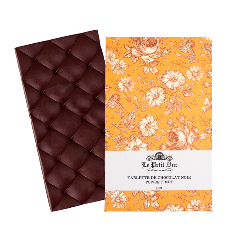 Tablette de chocolat noir poivre Timut - L'alliance surprenante de chocolat noir sublimé par les notes subtiles du poivre Timut