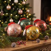 Metal Christmas baubles filled with organic Craquantes